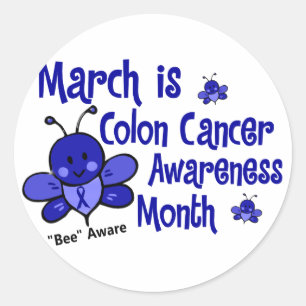Colon Cancer Awareness Month Bee 1.3 Classic Round Sticker