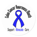 Colon Cancer Awareness Month Blue Ribbon Classic Round Sticker