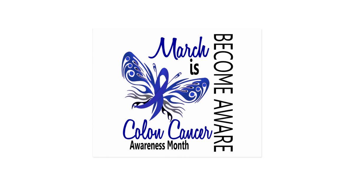 Colon Cancer Awareness Month Butterfly 3.1 Postcard ...