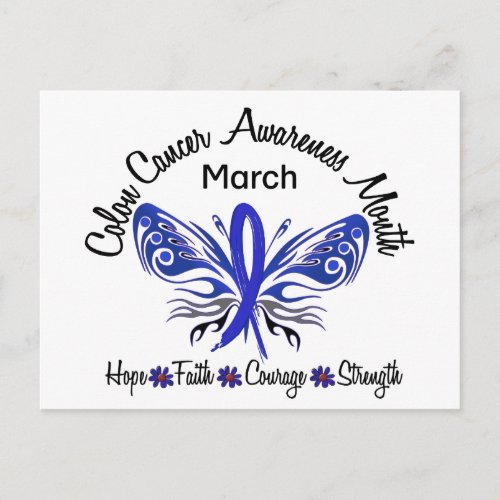 Colon Cancer Awareness Month Butterfly 32 Postcard