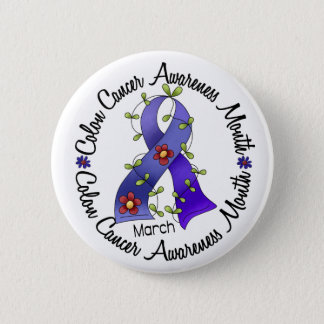 Colon Cancer Awareness Month Flower Ribbon 3 Button
