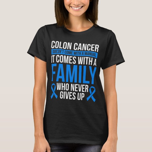 Colon Cancer Awareness Ribbon Colon Cancer Warrior T-Shirt (Front)