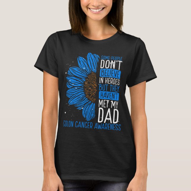 Colon Cancer Awareness Ribbon Dad Warrior T-Shirt (Front)