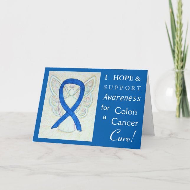 Colon Cancer Awareness Ribbon Greeting Card (Front)