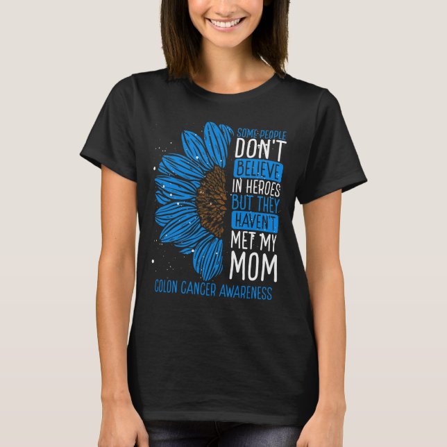 Colon Cancer Awareness Ribbon Mom Warrior T-Shirt (Front)