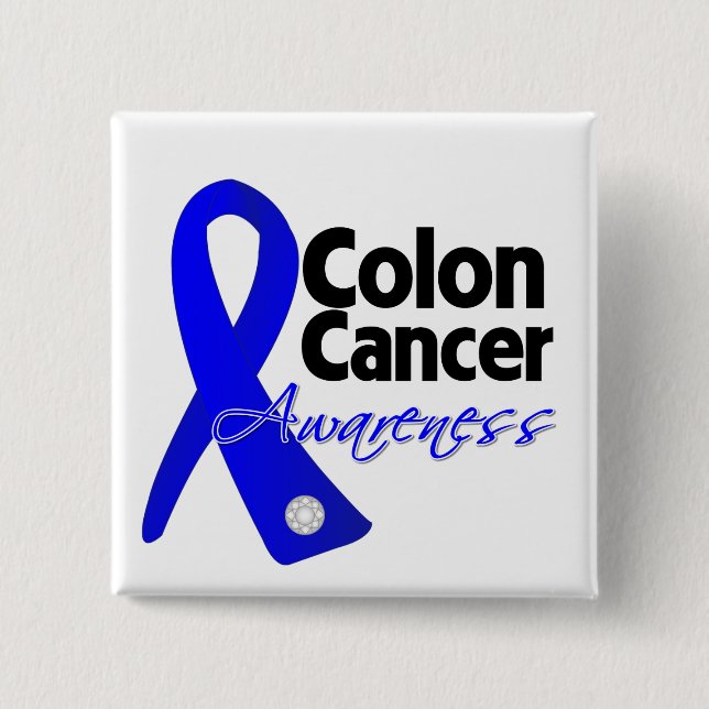 Colon Cancer Awareness Ribbon Pinback Button (Front)
