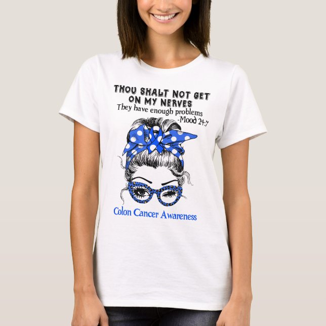 Colon Cancer Awareness Ribbon Support Gifts T-Shirt (Front)