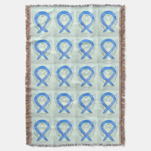 Colon Cancer Awareness Ribbon Throw Blankets