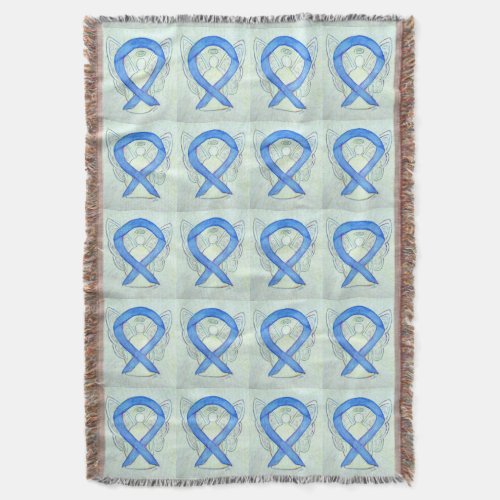 Colon Cancer Awareness Ribbon Throw Blankets