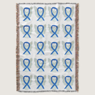Colon Cancer Awareness Ribbon Throw Blankets