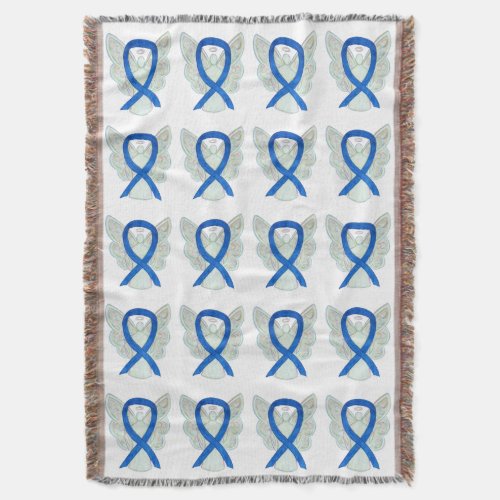 Colon Cancer Awareness Ribbon Throw Blankets