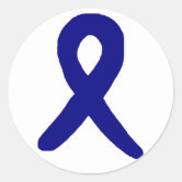 Dark Blue Ribbon Support Awareness Classic Round Sticker