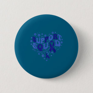Colon cancer awareness support squad ribbon heart button