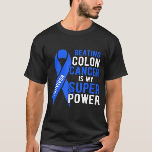 Colon Cancer Awareness Survivor Men Women Superpow T_Shirt