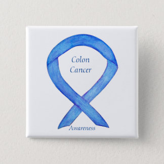 Colon Cancer Blue Awareness Ribbon Art Pin