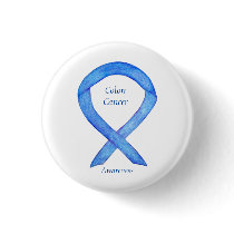 Colon Cancer Blue Awareness Ribbon Custom Art Pin