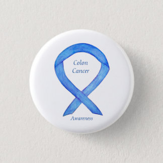 Colon Cancer Blue Awareness Ribbon Custom Art Pin