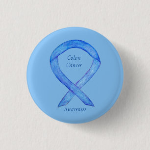 Colon Cancer Blue Awareness Ribbon Custom Art Pin