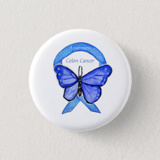 Colon Cancer Blue Awareness Ribbon Custom Art Pin
