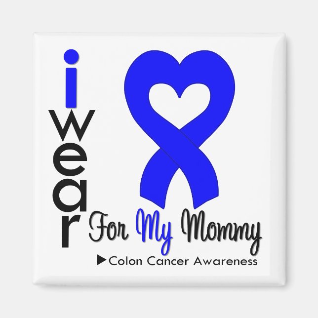 Colon Cancer Blue Heart Ribbon For My Mommy Magnet (Front)