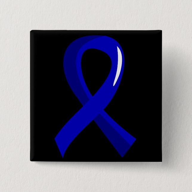 Colon Cancer Blue Ribbon 3 Pinback Button (Front)