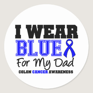Colon Cancer Blue Ribbon For My Dad (Sporty) Classic Round Sticker