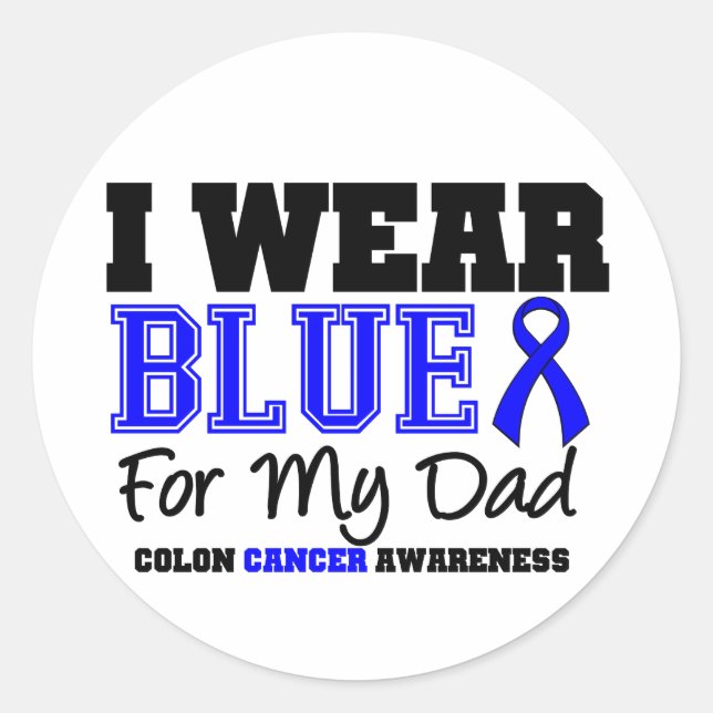 Colon Cancer Blue Ribbon For My Dad (Sporty) Classic Round Sticker (Front)