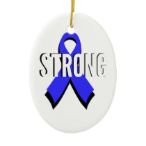 Colon Cancer Blue Ribbon Strong Ceramic Ornament