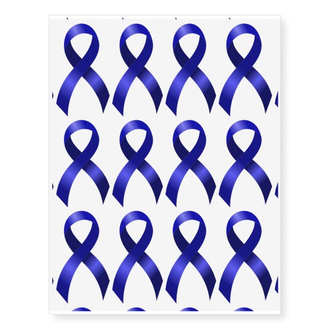 Colon Cancer Blue Ribbon Temporary Tattoos (Front)