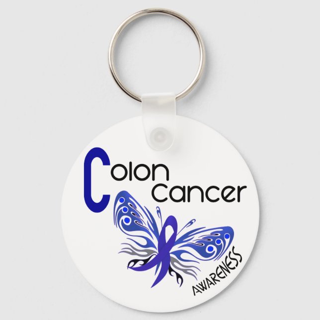 Colon Cancer BUTTERFLY 3 Keychain (Front)