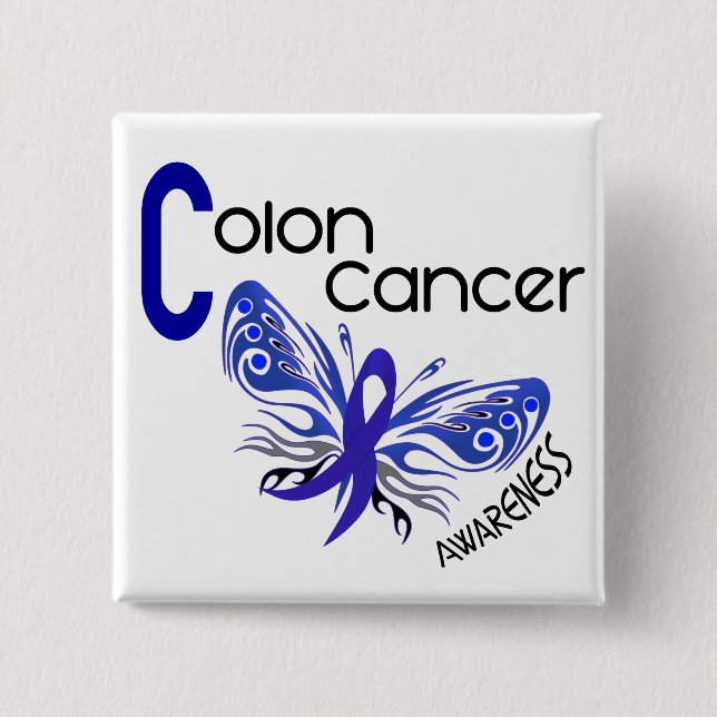 Colon Cancer BUTTERFLY 3 Pinback Button (Front)