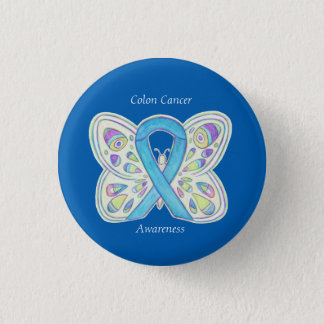 Colon Cancer Butterfly Awareness Ribbon Custom Pin