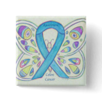 Colon Cancer Butterfly Awareness Ribbon Custom Pin