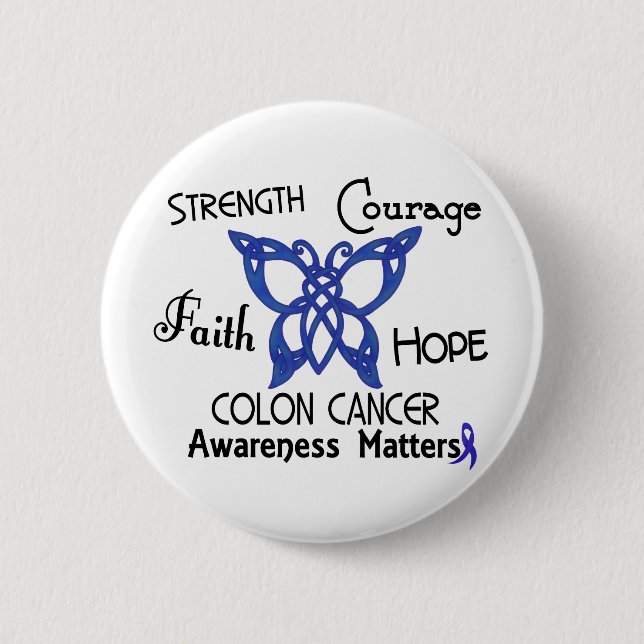 Colon Cancer Celtic Butterfly 3 Pinback Button (Front)