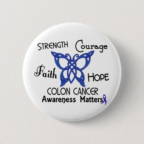 Colon Cancer Celtic Butterfly 3 Pinback Button