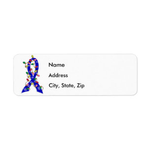 Colon Cancer Christmas Lights Ribbon Label