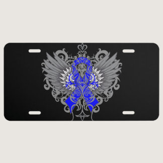 Colon Cancer Cool Awareness Wings License Plate