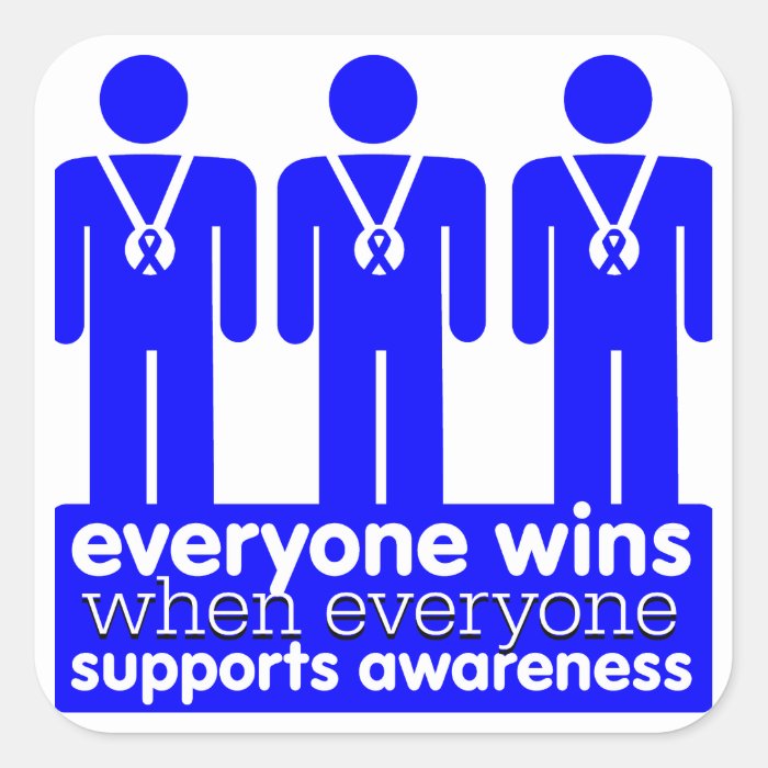 Colon Cancer Everyone Wins With Awareness Square Sticker