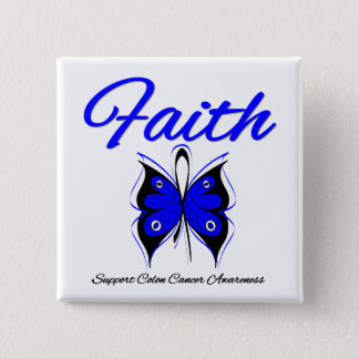 Colon Cancer Faith Butterfly Ribbon Button