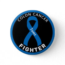 Colon Cancer Fighter Ribbon Black Button