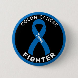 Colon Cancer Fighter Ribbon Black Button