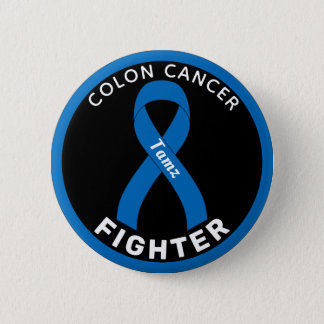 Colon Cancer Fighter Ribbon Black Button