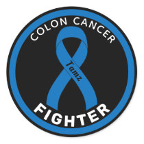 Colon Cancer Fighter Ribbon Black Round Sticker