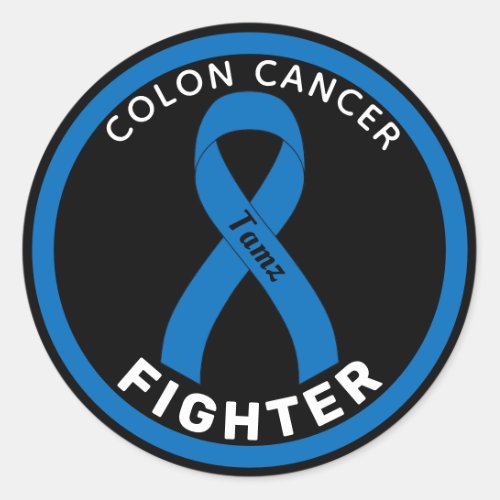  Colon Cancer Fighter Ribbon Black Round Sticker