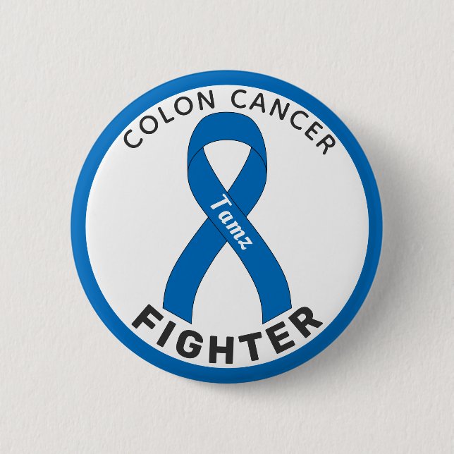Colon Cancer Fighter Ribbon White Button (Front)