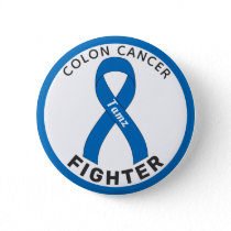 Colon Cancer Fighter Ribbon White Button