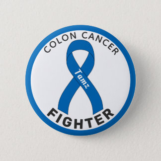 Colon Cancer Fighter Ribbon White Button