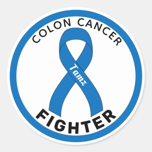  Colon Cancer Fighter Ribbon White Round Sticker