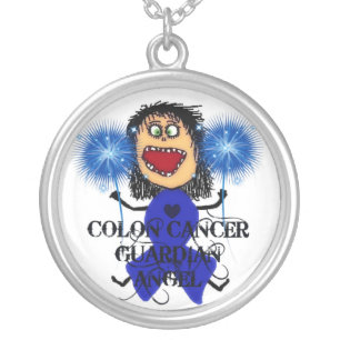 Colon Cancer Guardian Angel Silver Plated Necklace