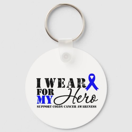 Colon Cancer Hero Blue Ribbon Keychain